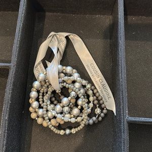 Cousin Claudine grey and silver beaded bracelet set.
